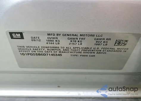 2013 Chevrolet Cruze Ltz from USA, damaged, VIN 1G1PG5SB6D7145345